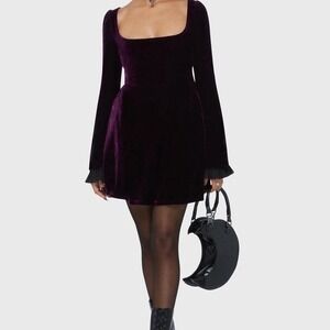 Killstar Beatrix Mini dress purple size XXL NWT flared sleeve plus size